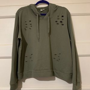Olive Green Hoodie with Cutouts